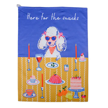Tea Towel - Here For The Snacks - Poodle