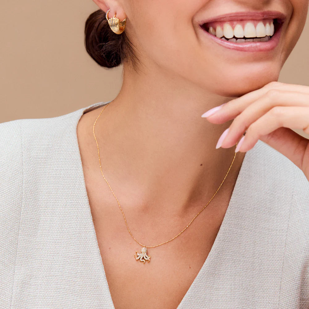 18k Gold Plated  Octopus Charm Necklace