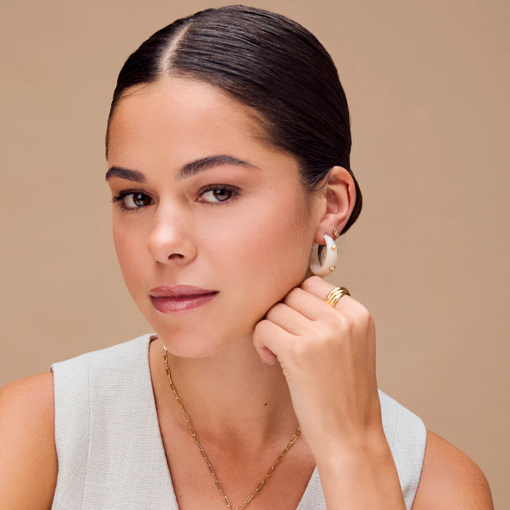 Charm Embellished Resin Hoop Earrings