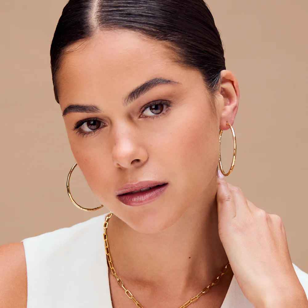 18k Gold Plated Polished Molten Large Hoop Earrings
