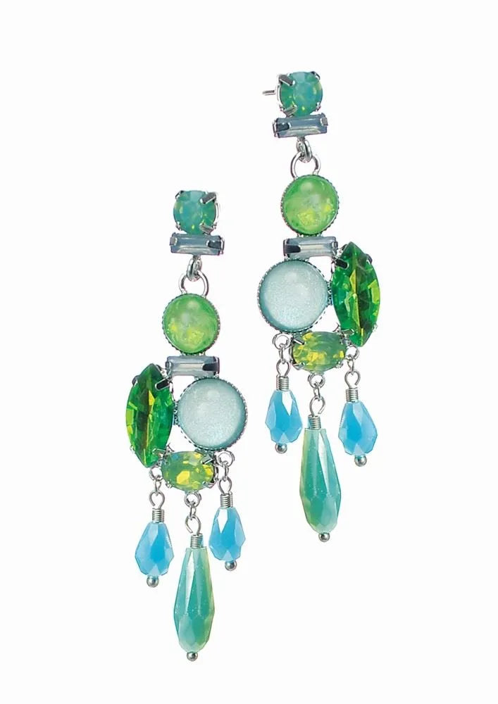Gracie Jayne Cluster Drops - Aqua/Green