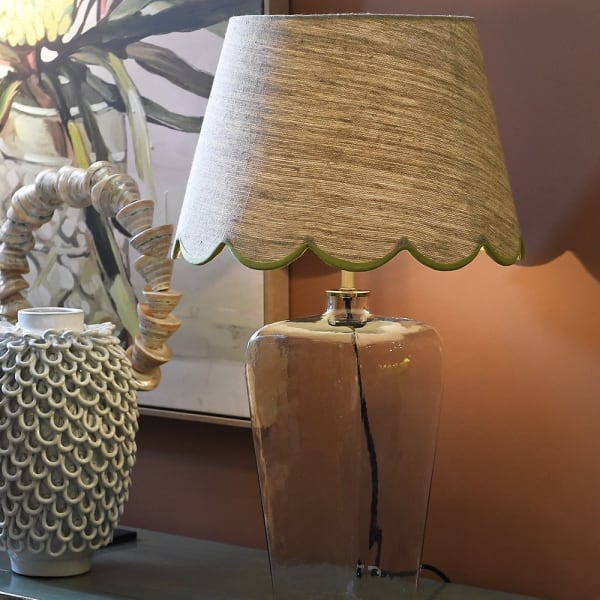 GLASS T.LAMP W/IKAT SHADE