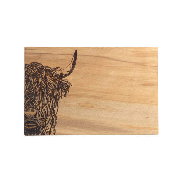 Beech Serving Board - 30cm - Highland Cow