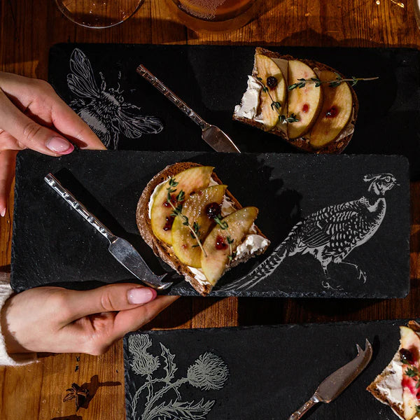 Single Mini Slate Cheese Board & Knife Set - Pheasant Side P