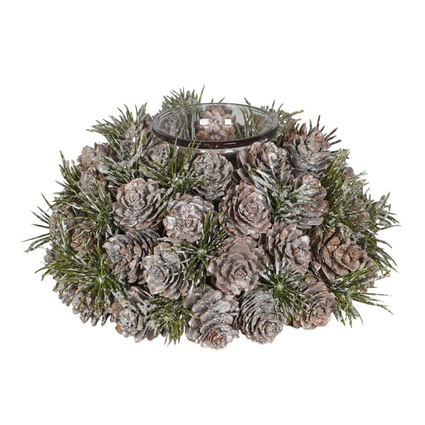 FROSTED PINECONE C/HOLDER
