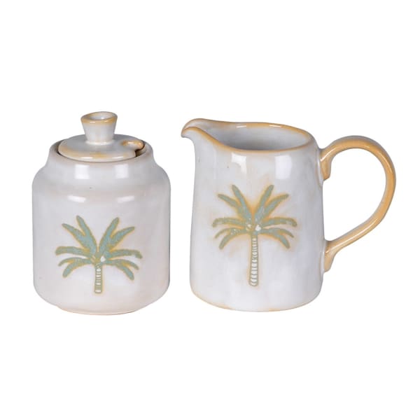 S/2 PALM JUG & SUGAR POT