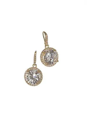 E - Crystal Drop on Demi Hoop -  Gold/Clear