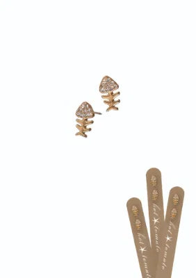 E - Something Fishy Studs - Stainless Steel / Crystal