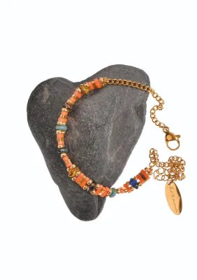 B - Miyuki Bead Blend + Chain - Stainless Steel/Satsuma