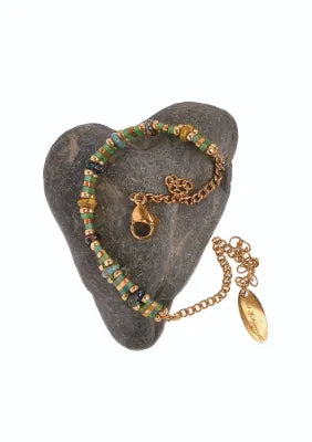 B - Miyuki Bead Blend + Chain - Stainless Steel/Sage