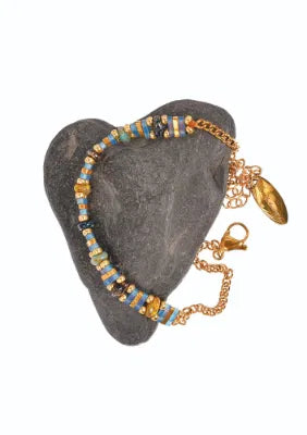 B - Miyuki Bead Blend + Chain - Stainless Steel/Denim