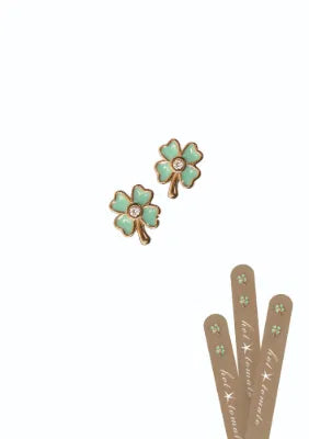 E - Mini Flower Stud W/Crystal - Gld/Turq/Clear