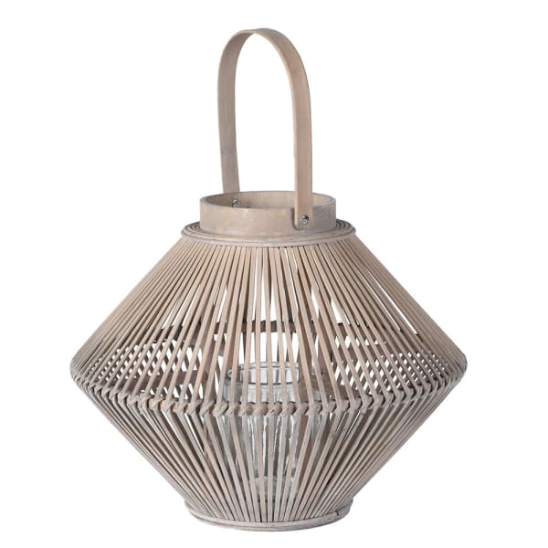 LRGE GREY BAMBOO LANTERN