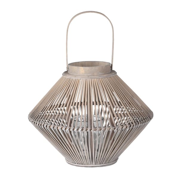 LRGE GREY BAMBOO LANTERN