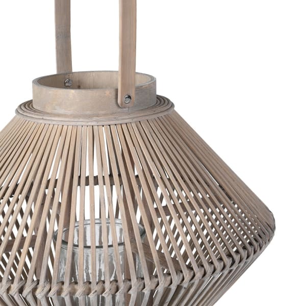 LRGE GREY BAMBOO LANTERN