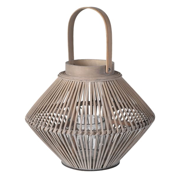 SML GREY BAMBOO LANTERN