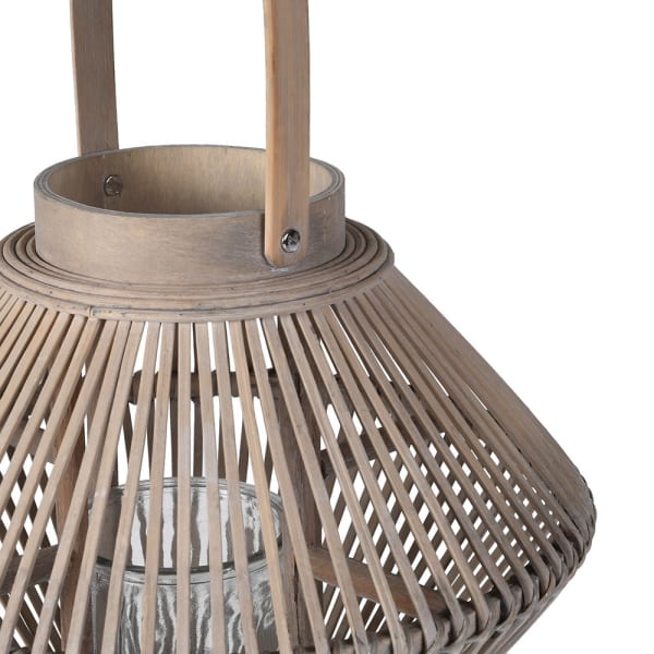 SML GREY BAMBOO LANTERN