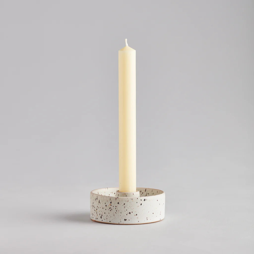 Plate Candle Holder Stone Speckle