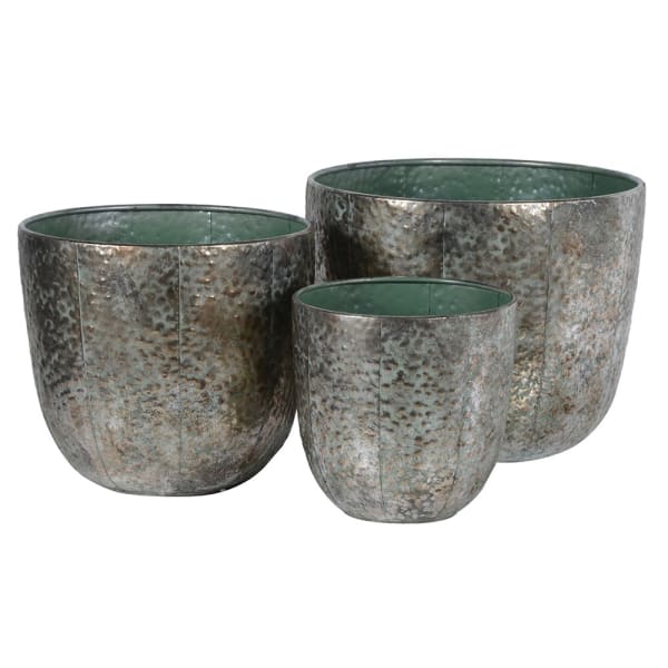 S/3 ANTIQUE SILVER EFF POT