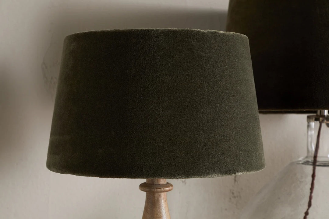 Mendai Velvet & Linen Lampshade - Moss Green - Extra Large