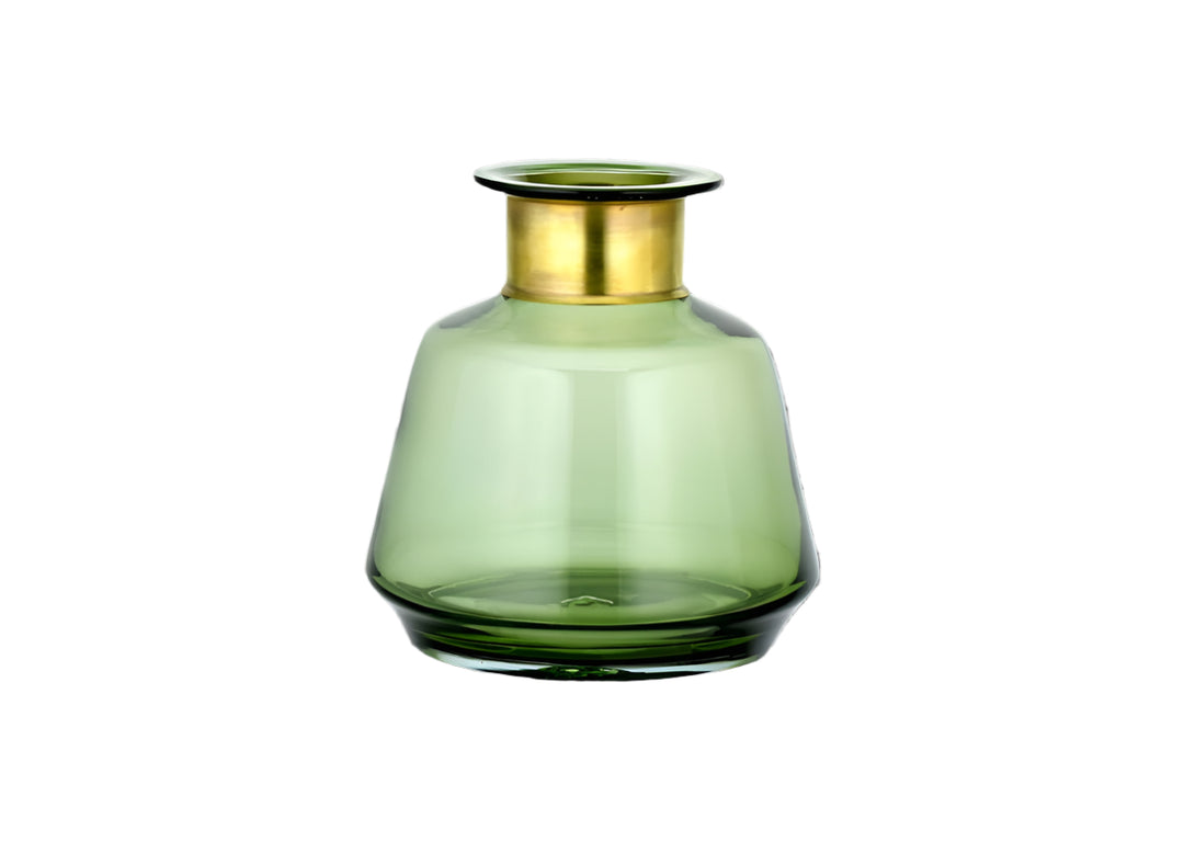 Miza Glass Vase - Green - Small 20.5 x 19cm (dia)