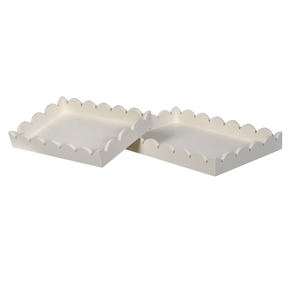 S/2 WHITE PETAL TRAYS