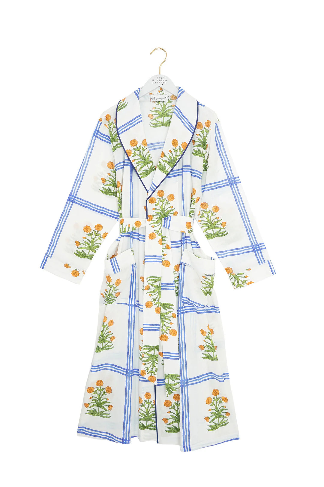 Marigold Check Ivory Cotton Gown