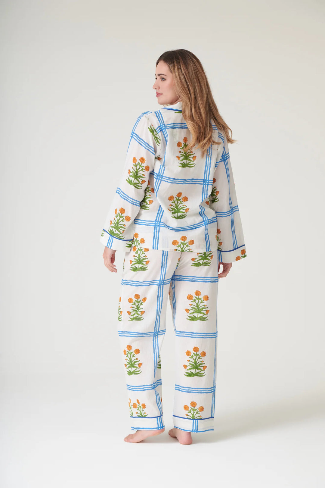 Marigold Check Ivory Cotton Pyjama Set