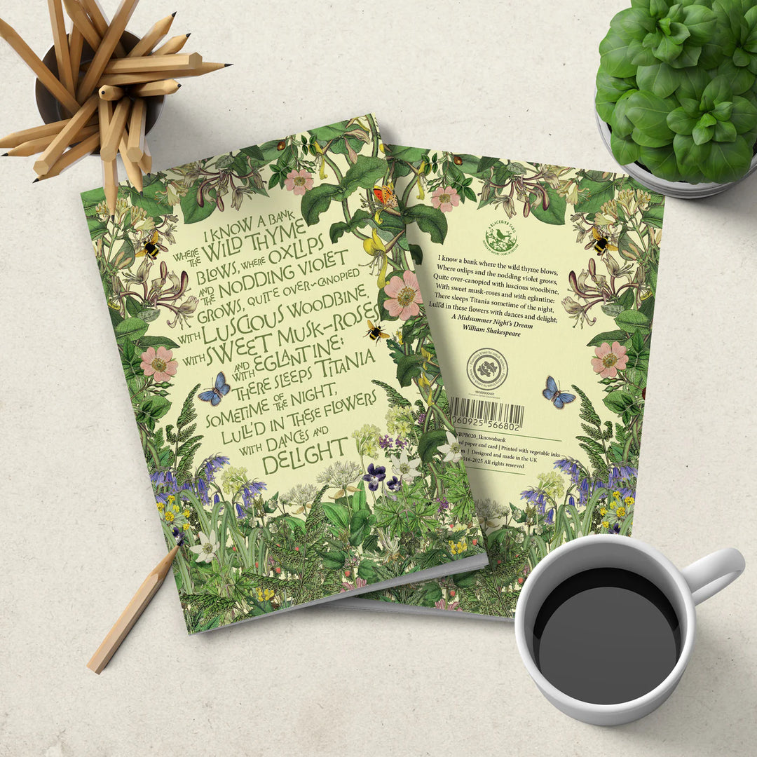 Notebook - soft cover - I know a bank where the wild thyme blows - Shakespeare - Midsummer Nights Dream