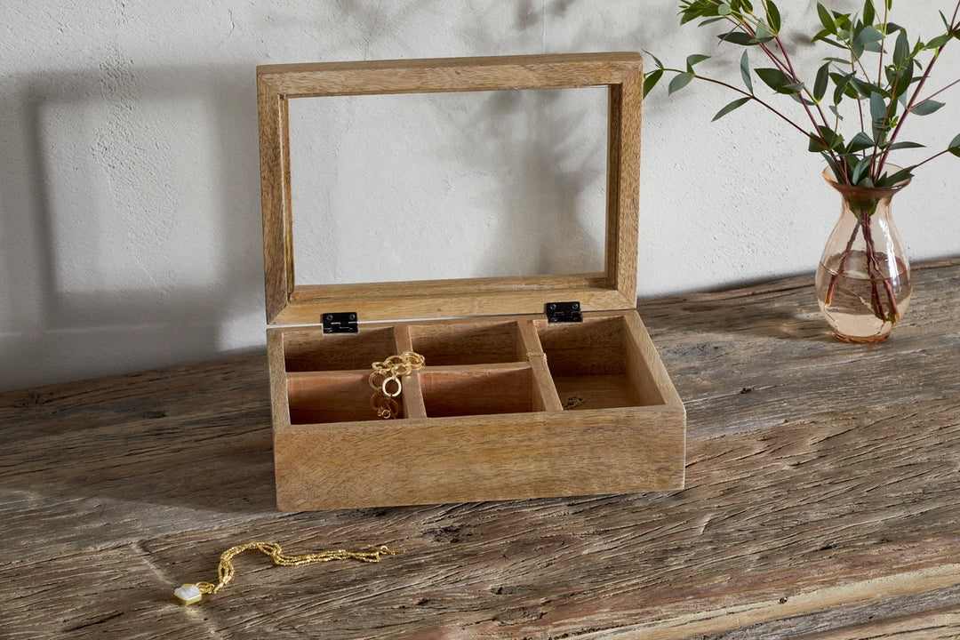 Kabani Mango Wood Jewellery Box - Natural - One Size