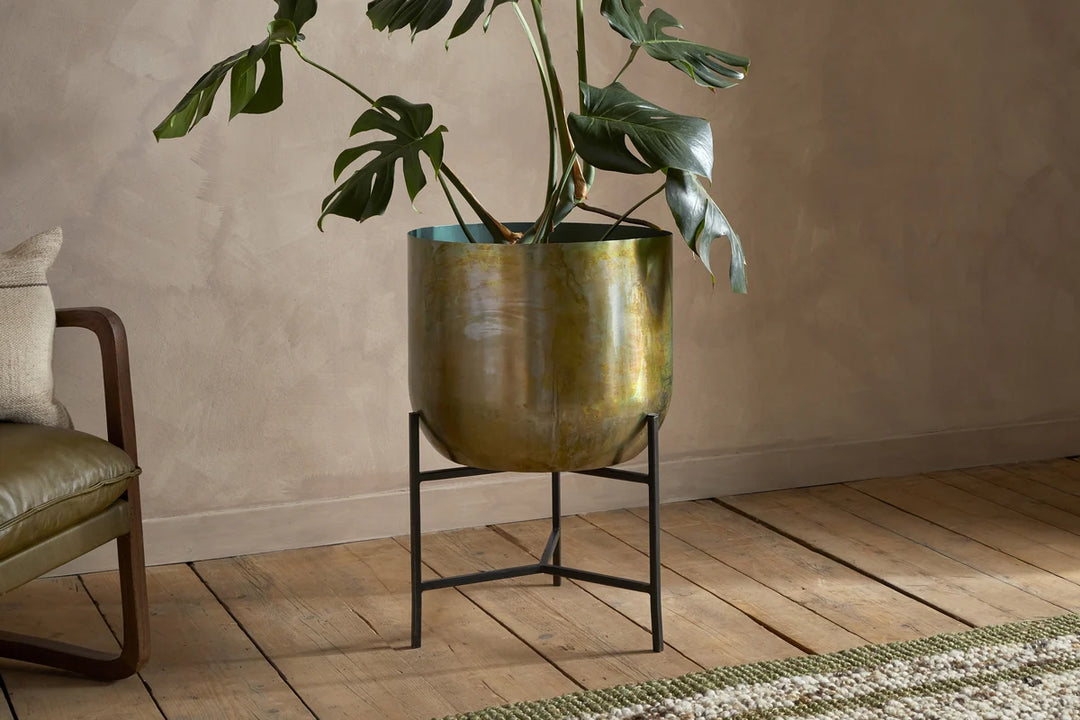 Jani Metal Planter - Oxidised Metal - One Size
