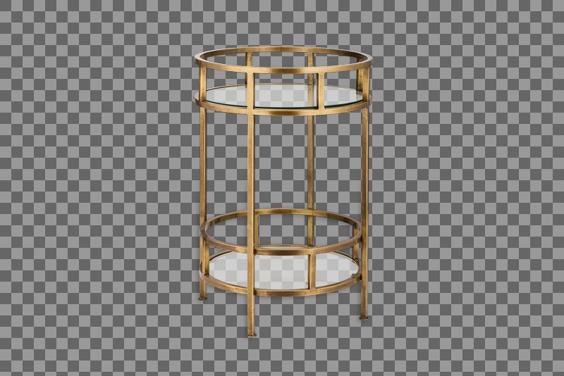 Nakuru Iron & Glass Drinks Table - Brass - One Size