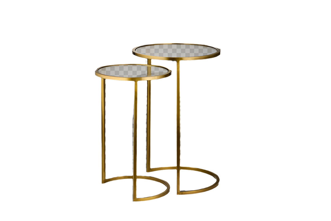 Nakuru Iron & Glass Side Table Set - Brass (Set of 2)