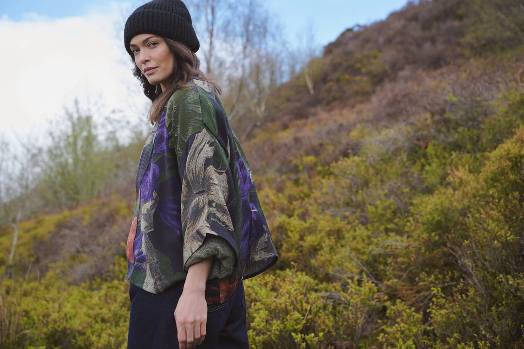 Nasturtium Black Wool Kimono