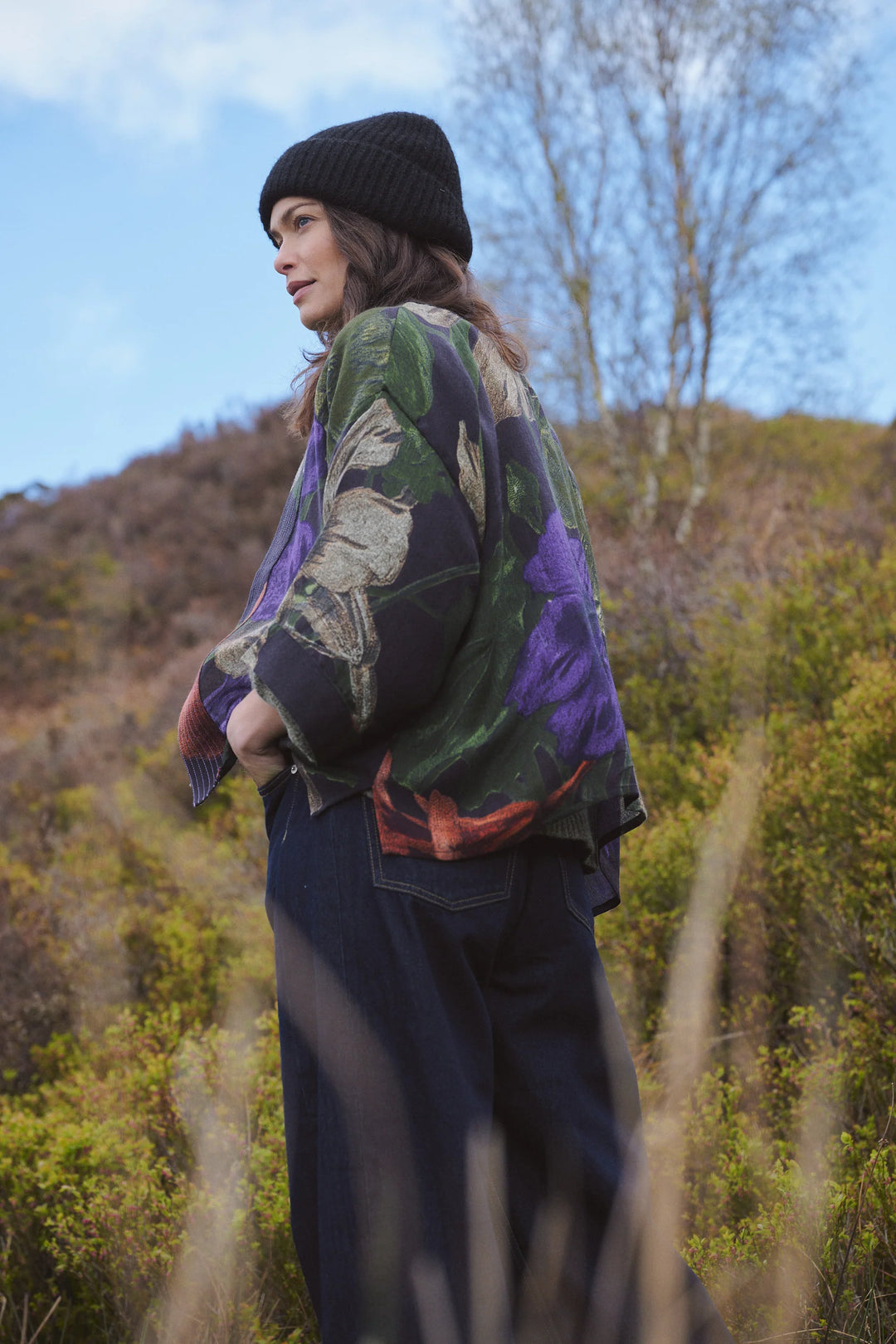 Nasturtium Black Wool Kimono