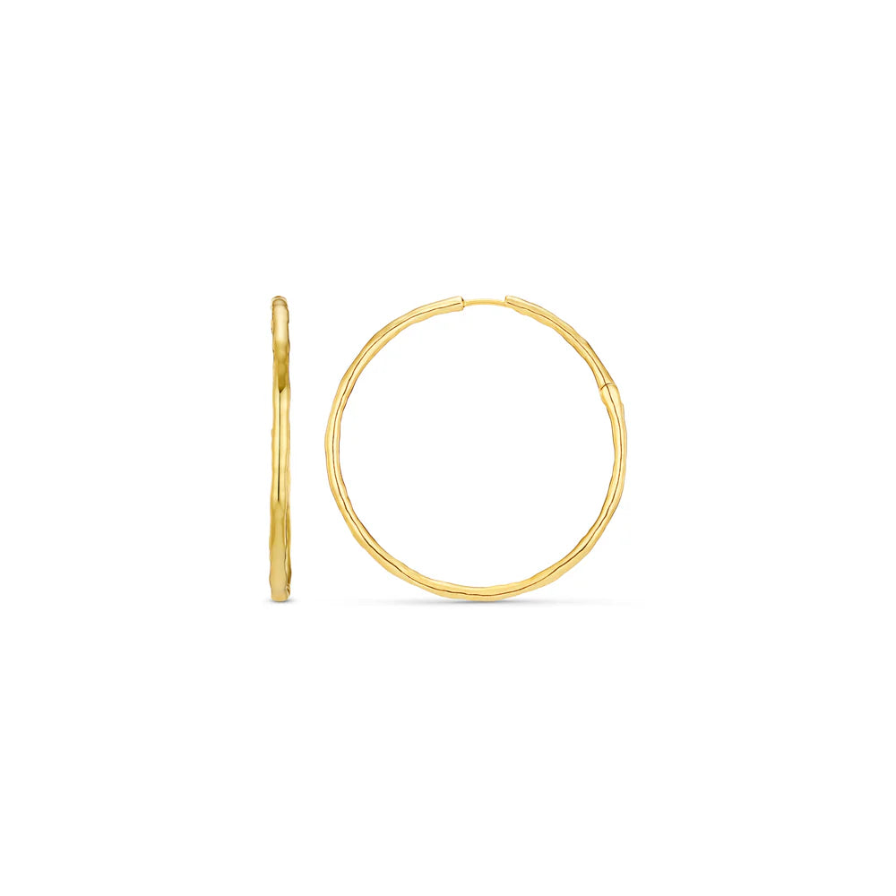 18k Gold Plated Polished Molten Large Hoop Earrings