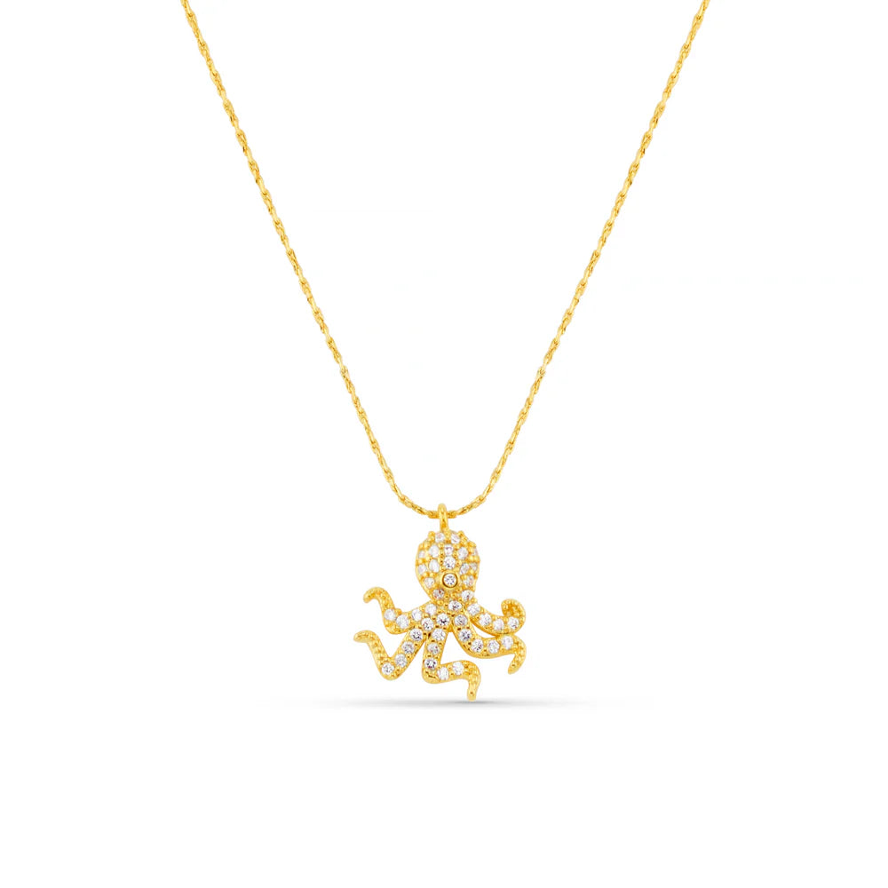 18k Gold Plated  Octopus Charm Necklace