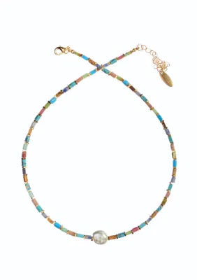 N - Stone Slips W/Pearl Pill Bead - Soft Multi Palette / Gol