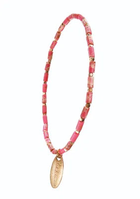 B - Stone Bugle Slips - Fuchsia/Gold