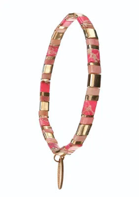 B - Miyuki Beads W/Stone - Fuchsia/Gold