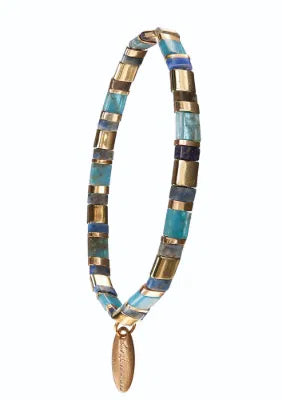B - Miyuki Beads W/Stone - Delft Blue/Gold