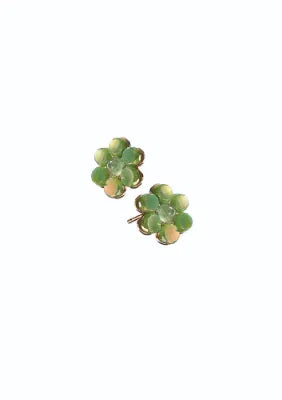 E - Iridescent Flower Studs - Green as Grass