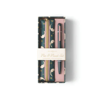 Pen & Pouch Set - Teal Moon