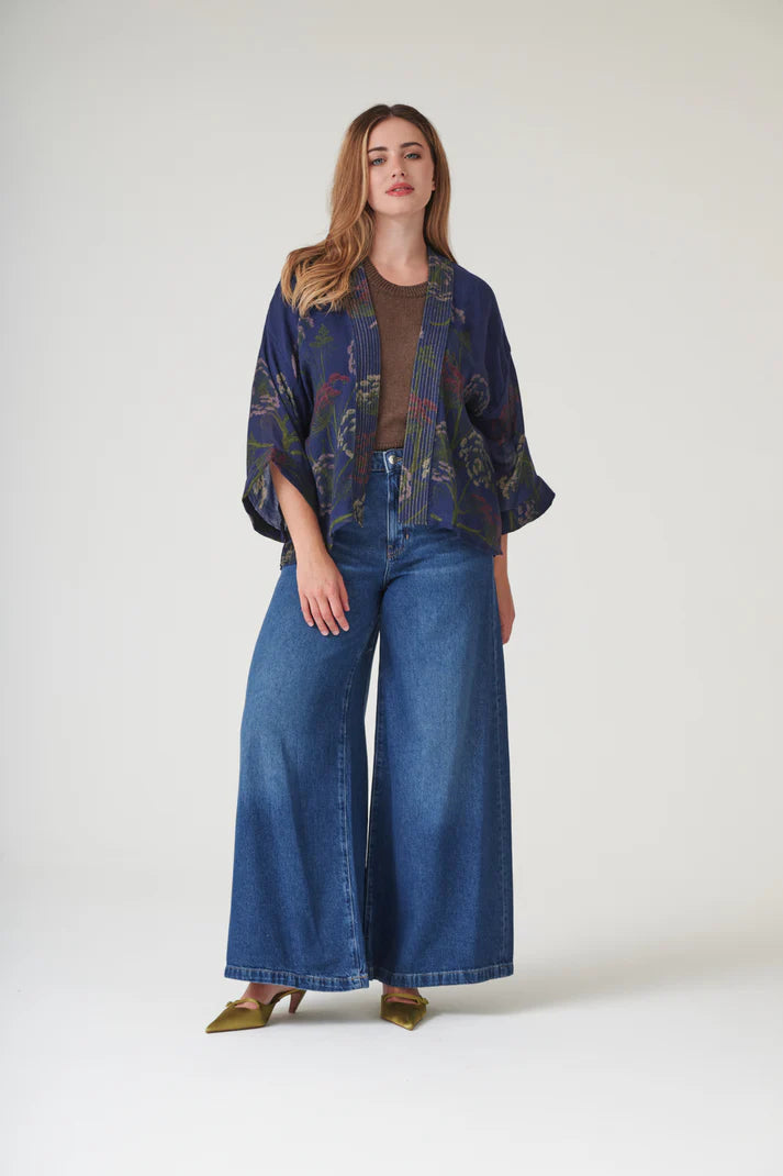 Parsley Seed Navy Wool Kimono