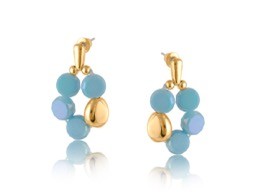 CHARLOTTE TINY CIRCLE EARRINGS - Colour:Turquoise