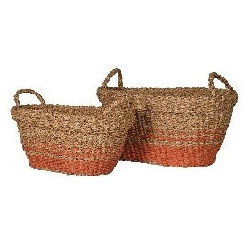 S/2 SEA GRASS OVAL BASKETS