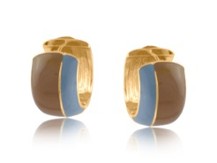 SYLVANA TWO TONE ENAMELLED EARRINGS - Colour:Beige Blue