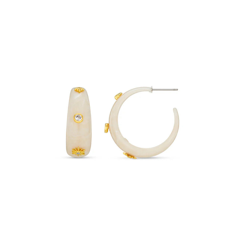 Charm Embellished Resin Hoop Earrings