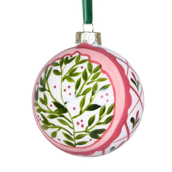 H.PAINTED HOLLY/IVY BAUBLE