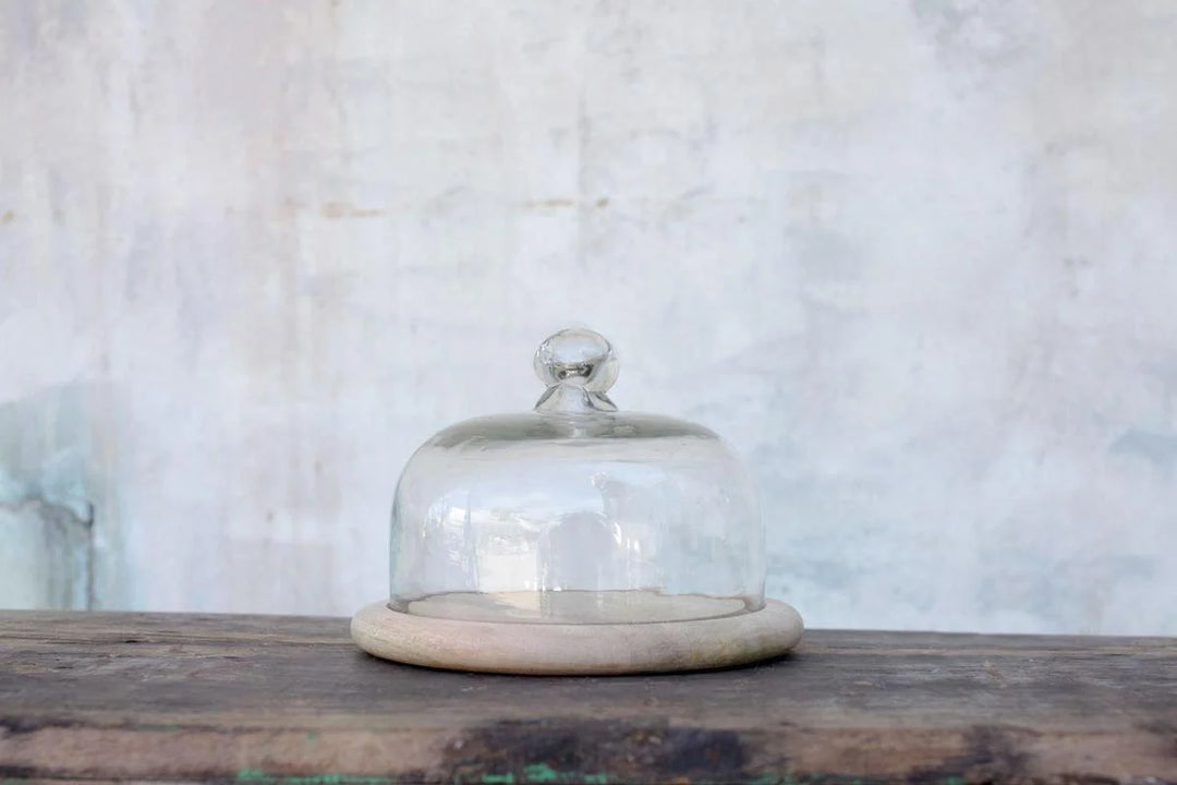RECYCLED GLASS BELL DOME - CLEAR GLASS - 14 X 19.5CM (DIA)